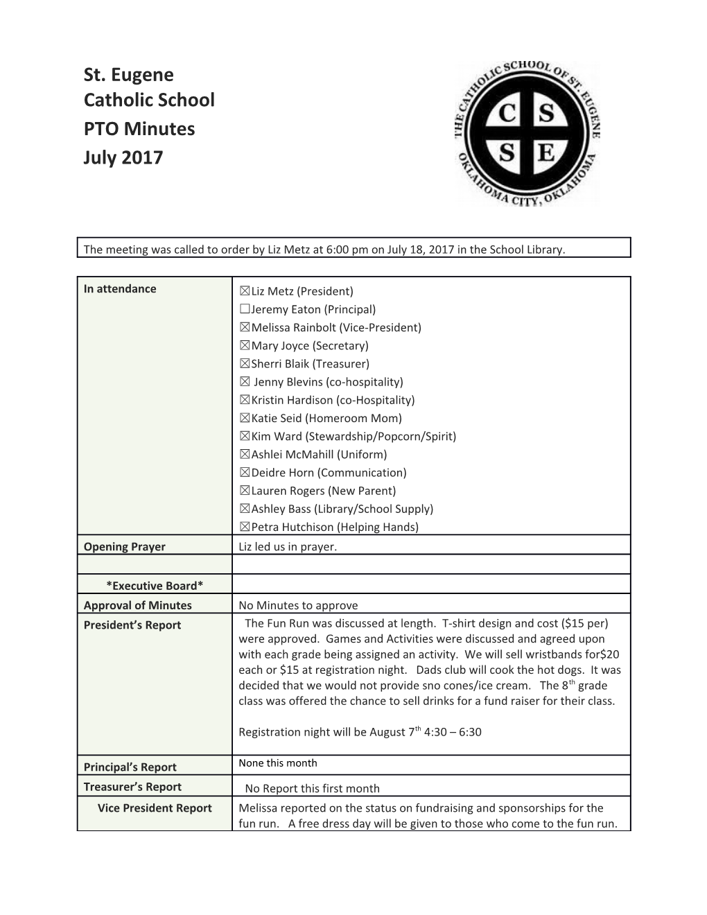 PTA Meeting Minutes Template