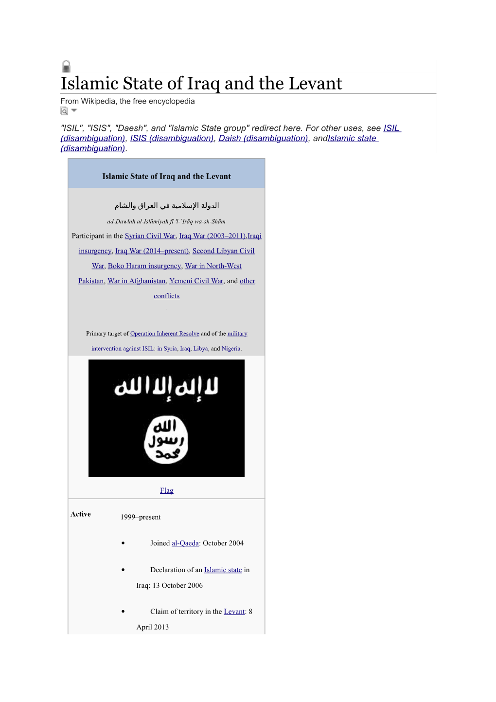 Islamic State of Iraq and the Levant from Wikipedia, the Free Encyclopedia
