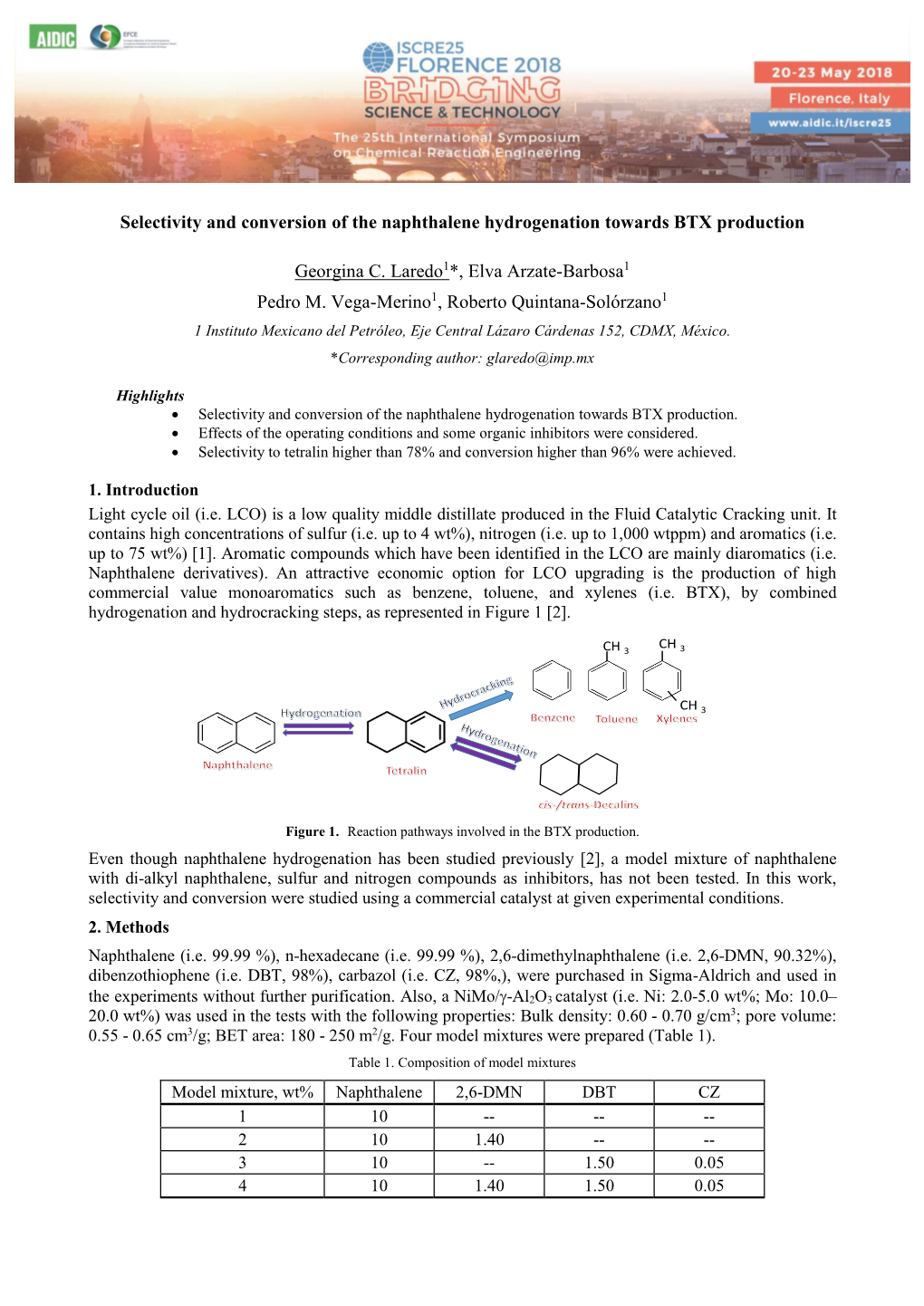 Selectivity and Conversion of the Naphthalene Hydrogenation Towards BTX Production