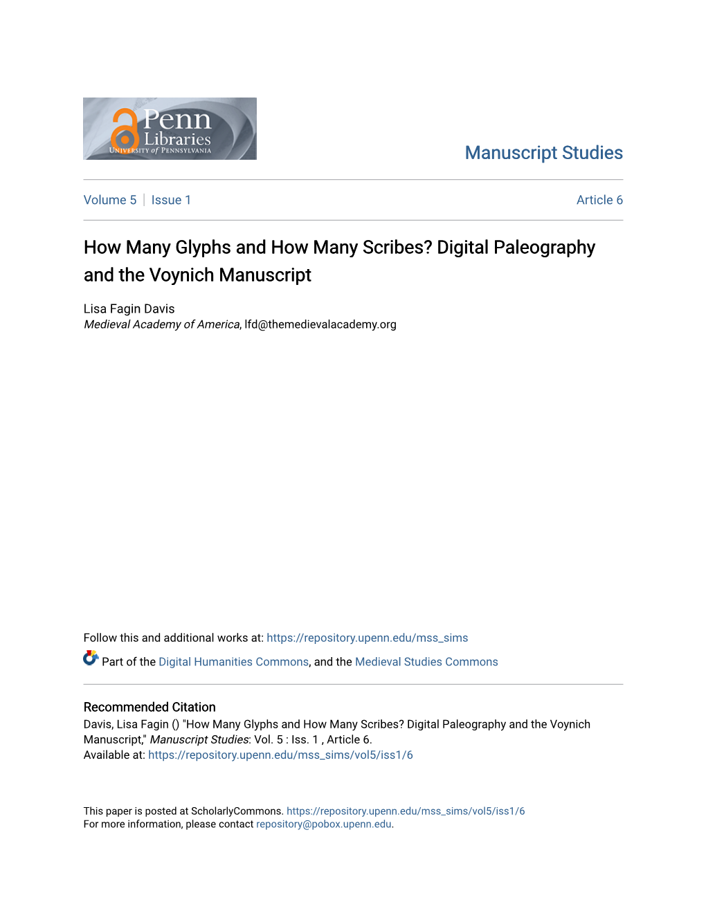 Digital Paleography and the Voynich Manuscript