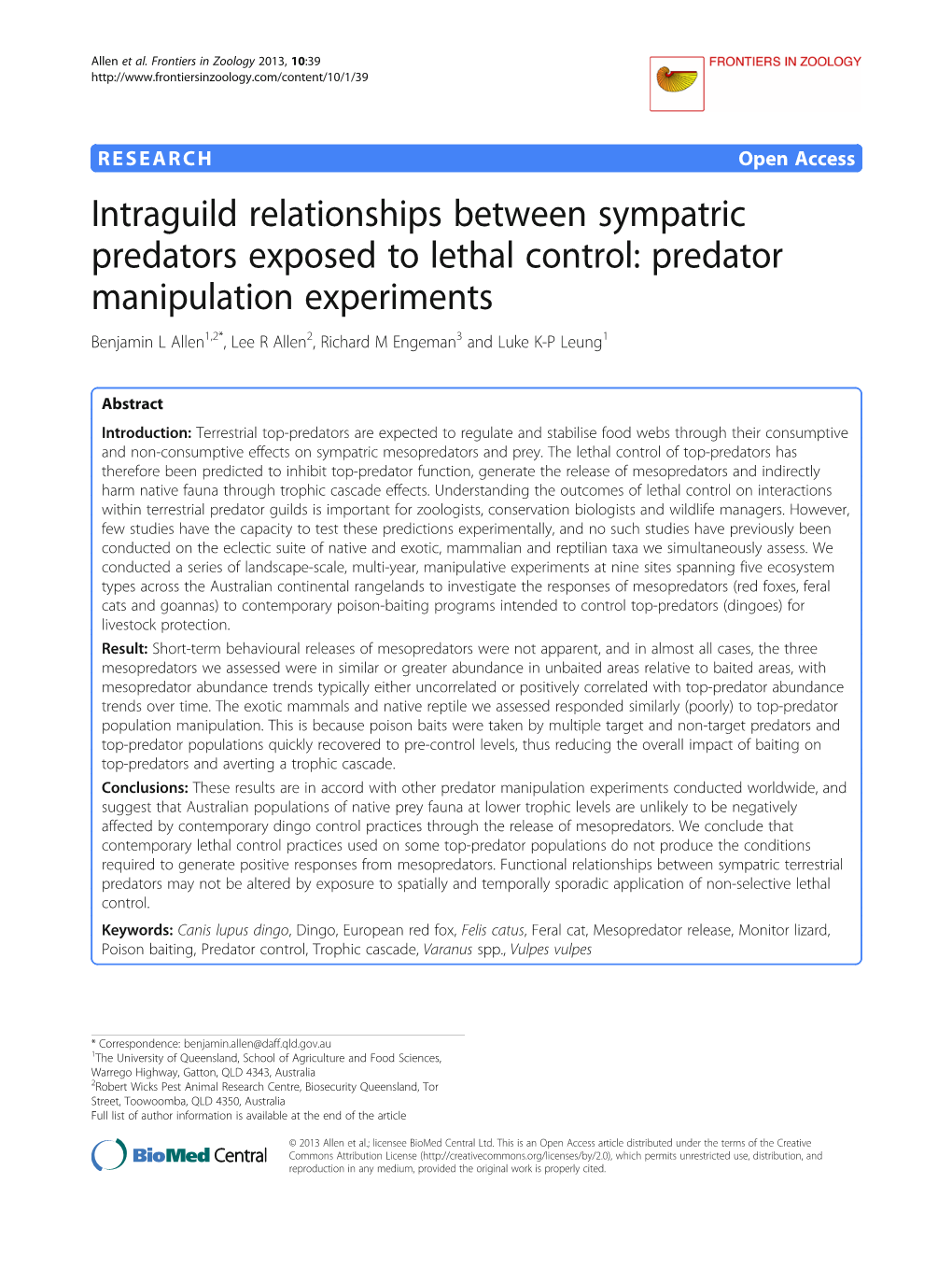 Intraguild Relationships Between Sympatric Predators