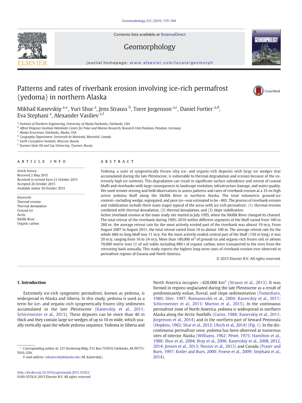 Patterns and Rates of Riverbank Erosion Involving Ice-Rich Permafrost (Yedoma) in Northern Alaska