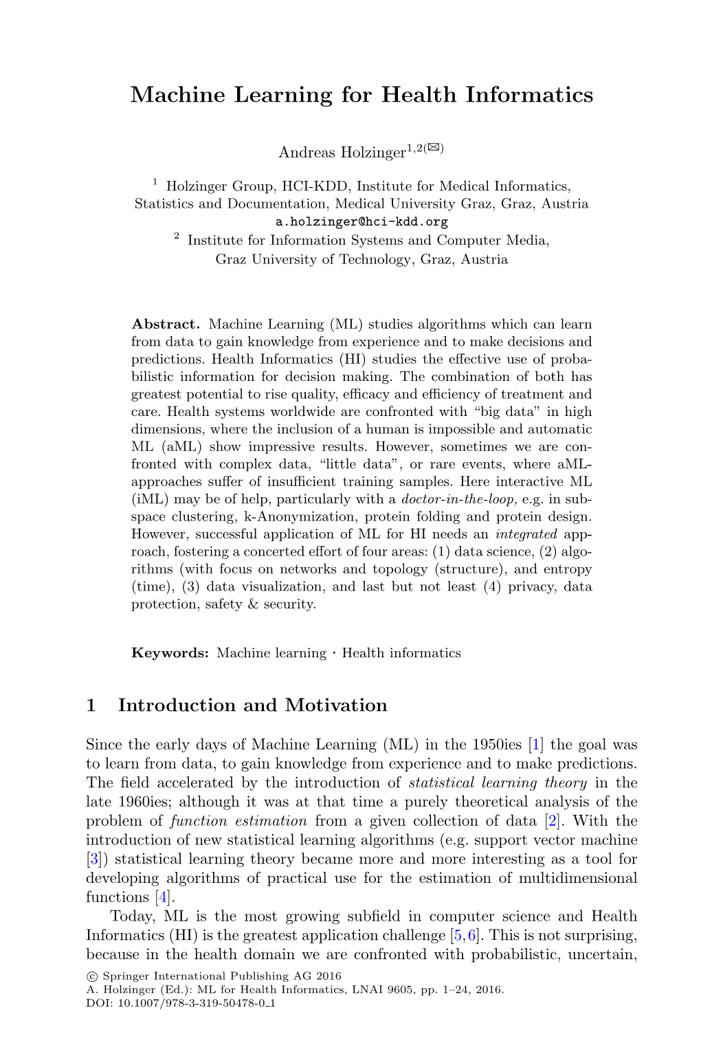 Machine Learning for Health Informatics