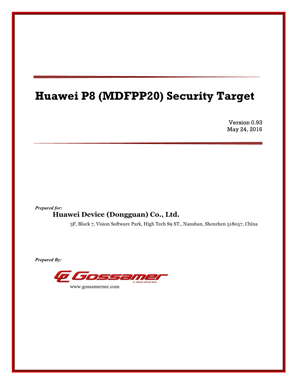 Huawei P8 (MDFPP20) Security Target