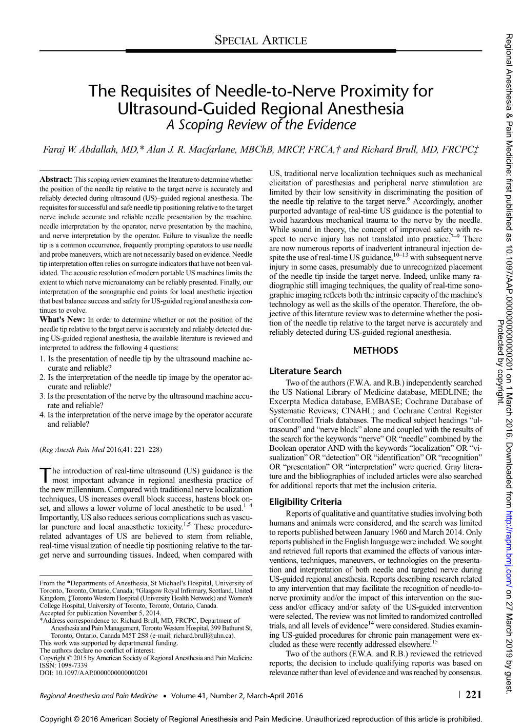 The Requisites of Needle-To-Nerve Proximity for Ultrasound-Guided Regional Anesthesia a Scoping Review of the Evidence