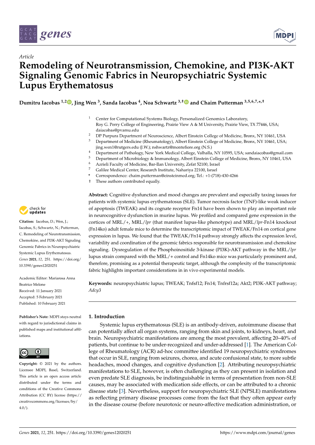 Remodeling of Neurotransmission, Chemokine, and PI3K-AKT Signaling Genomic Fabrics in Neuropsychiatric Systemic Lupus Erythematosus