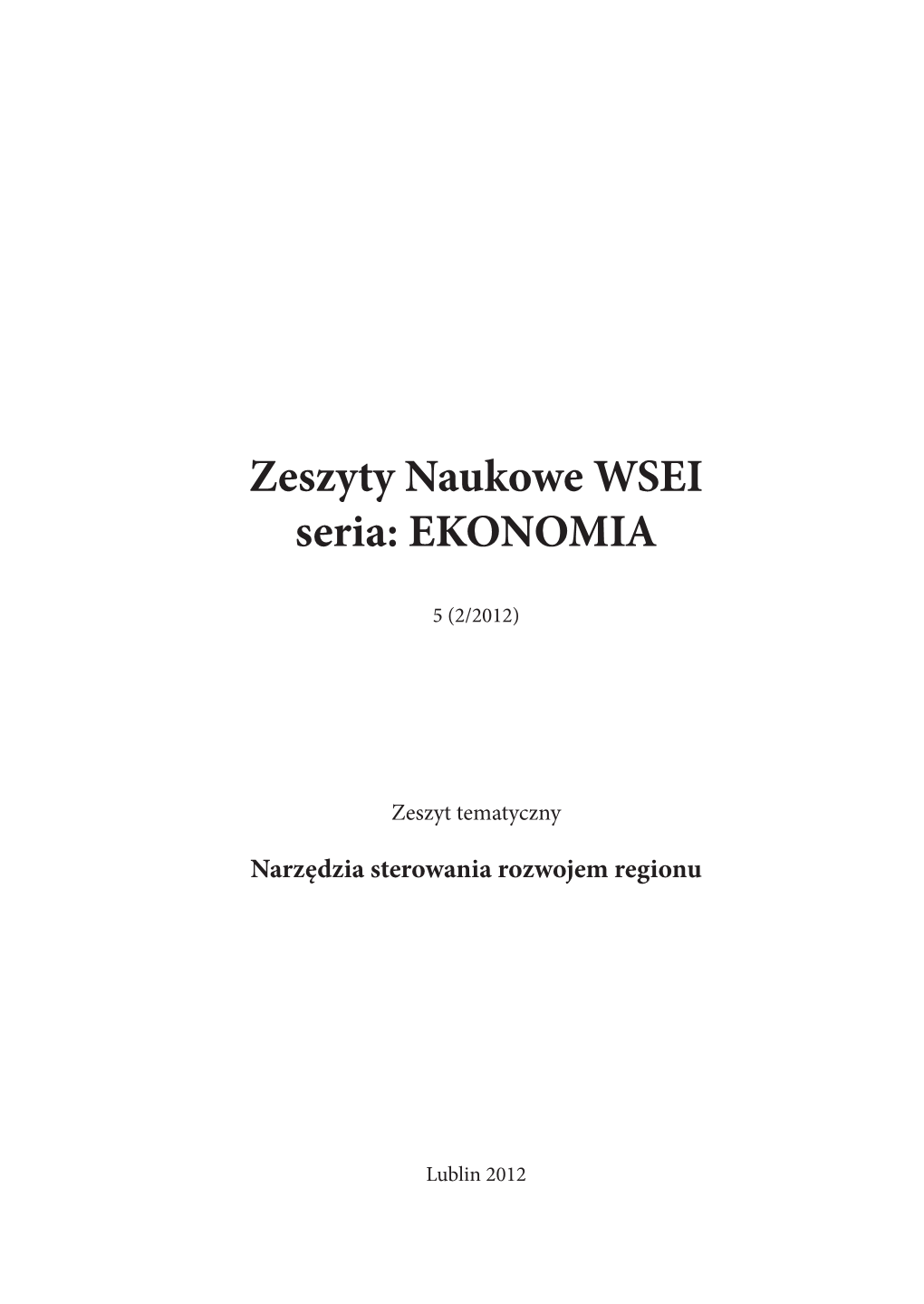 Zeszyty Naukowe WSEI Seria: EKONOMIA