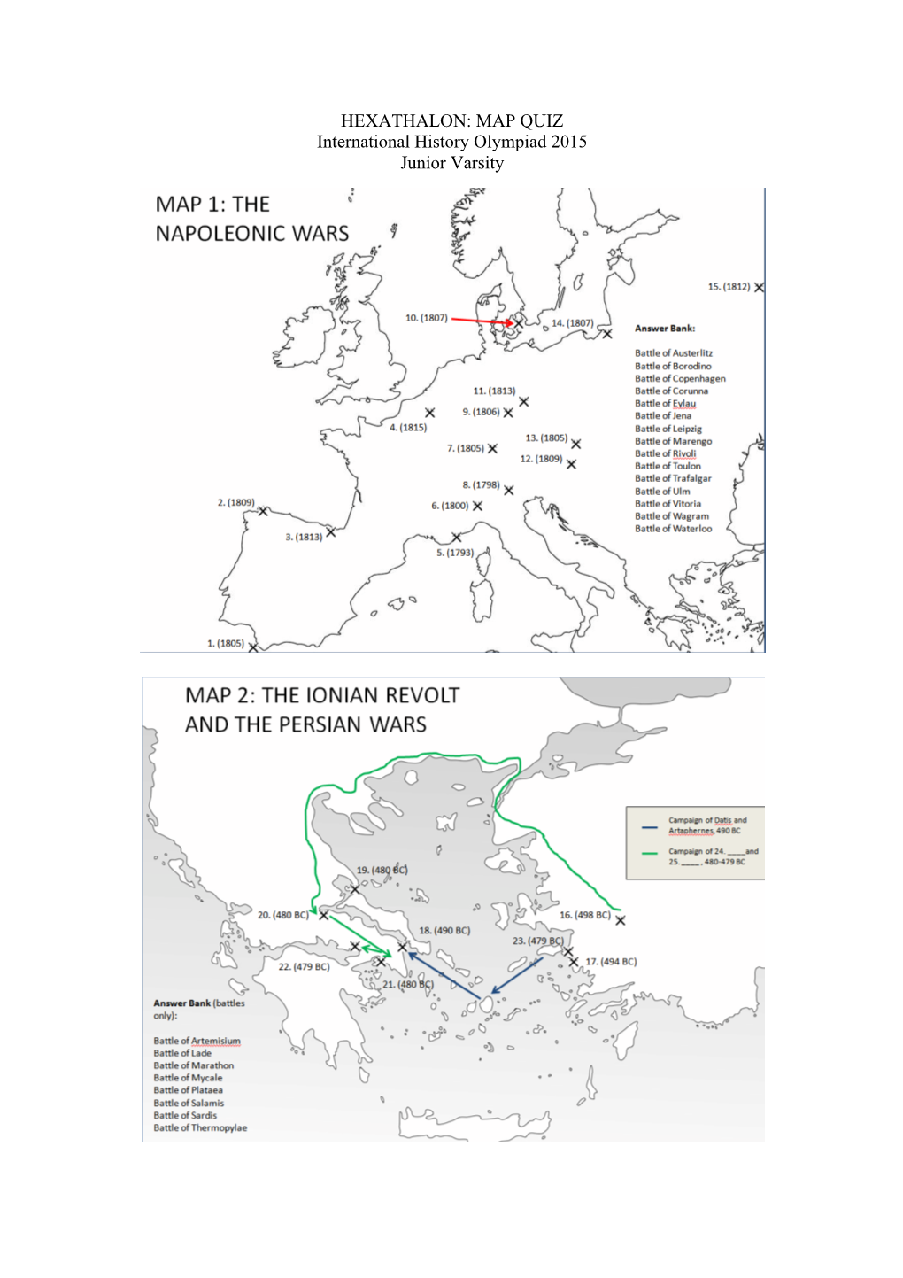 2015 Intl. History Olympiad Hexathlon