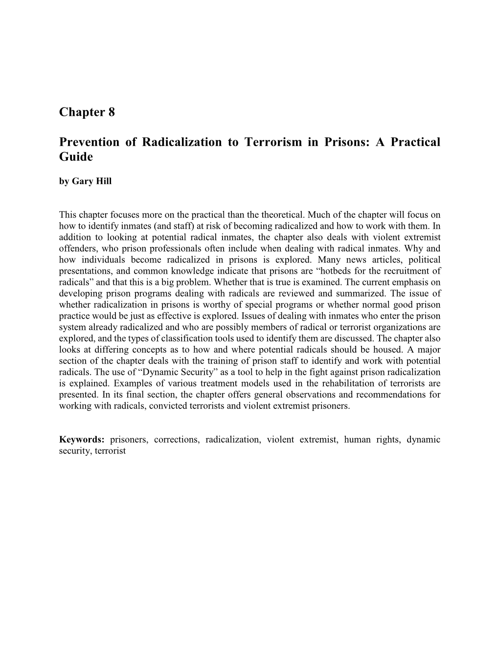 Chapter 8 Prevention of Radicalization to Terrorism in Prisons