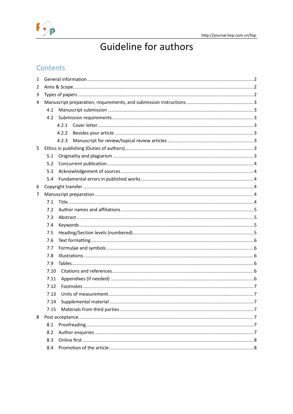 Guideline for Authors