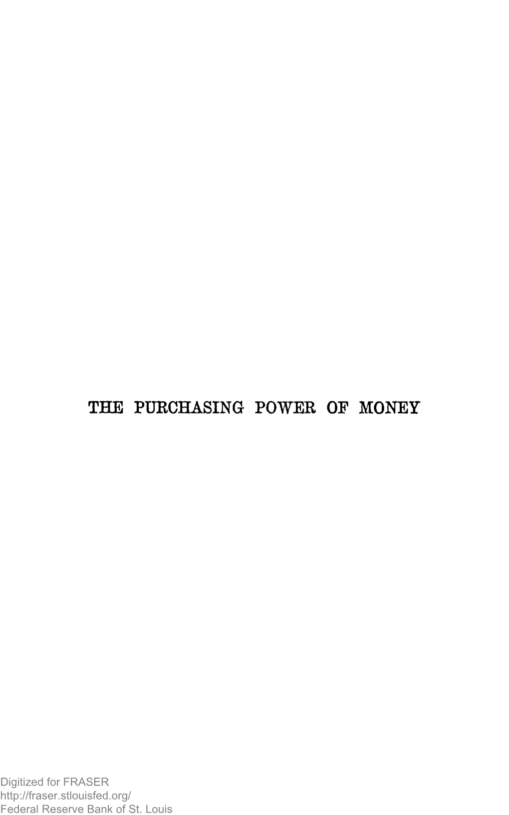 Purchasing Power of Money