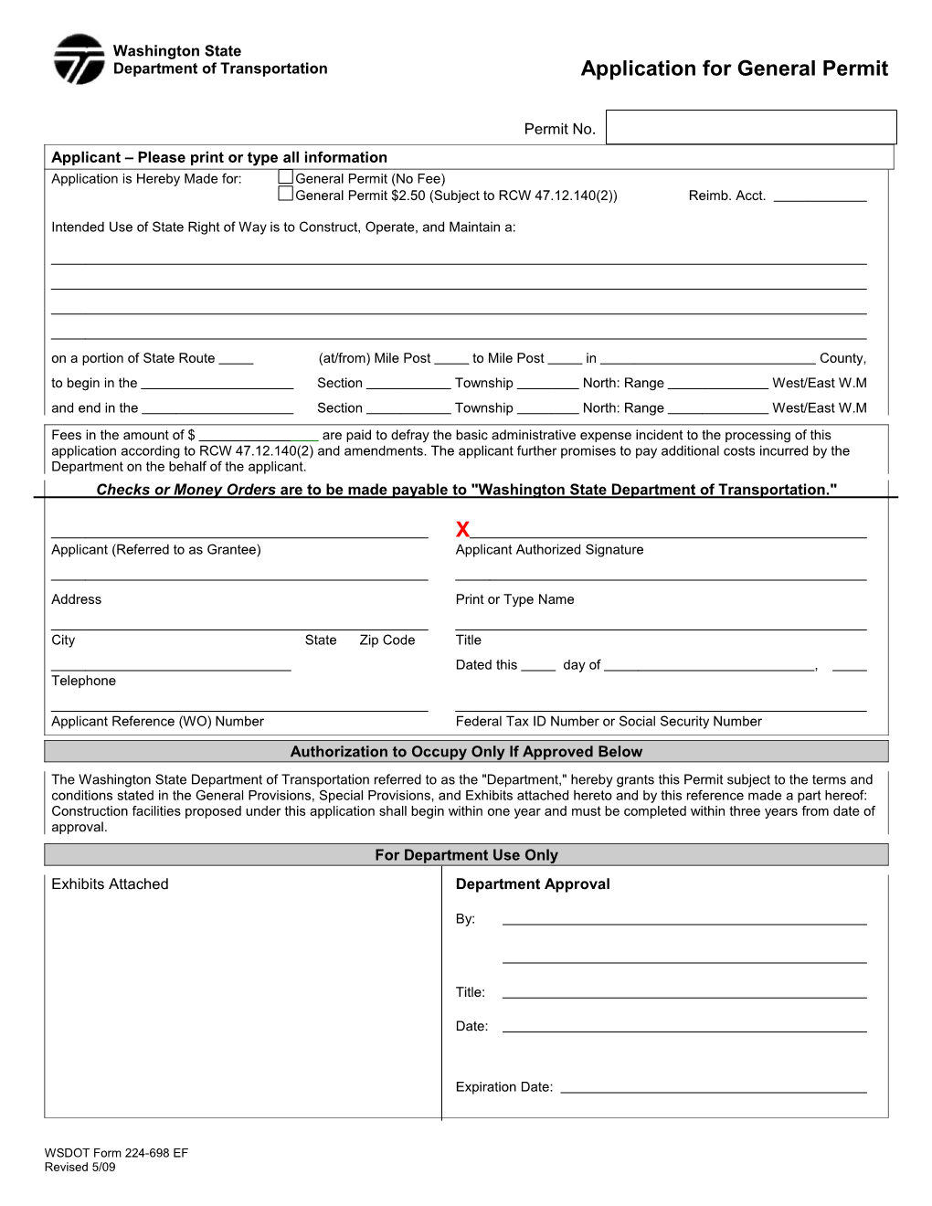 Application For General Permit