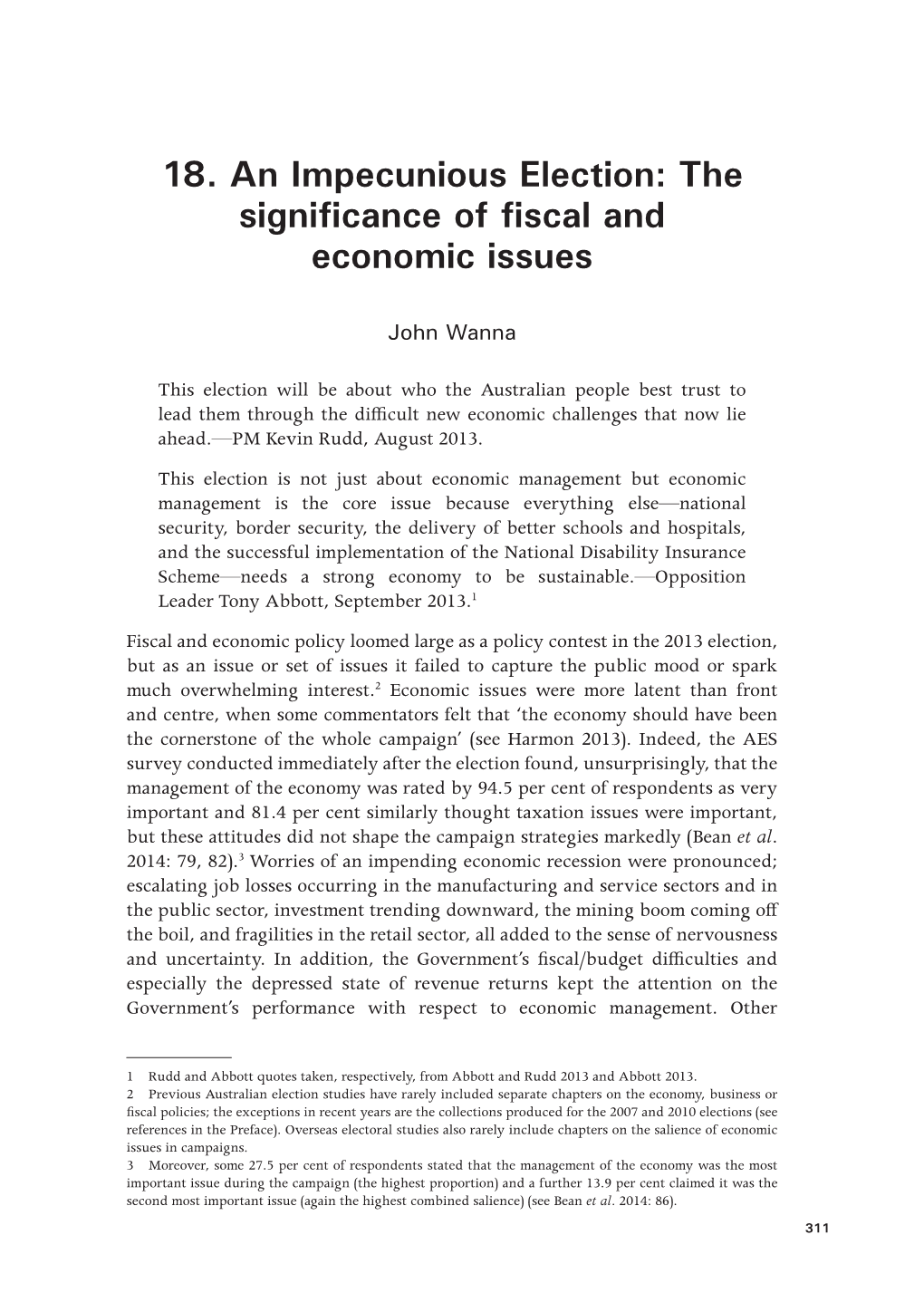 The Significance of Fiscal and Economic Issues