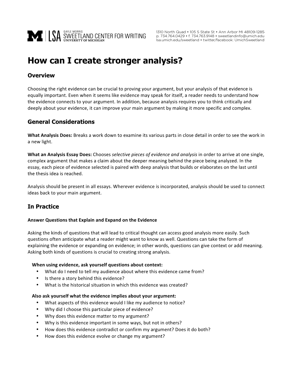 How Can I Create Stronger Analysis?