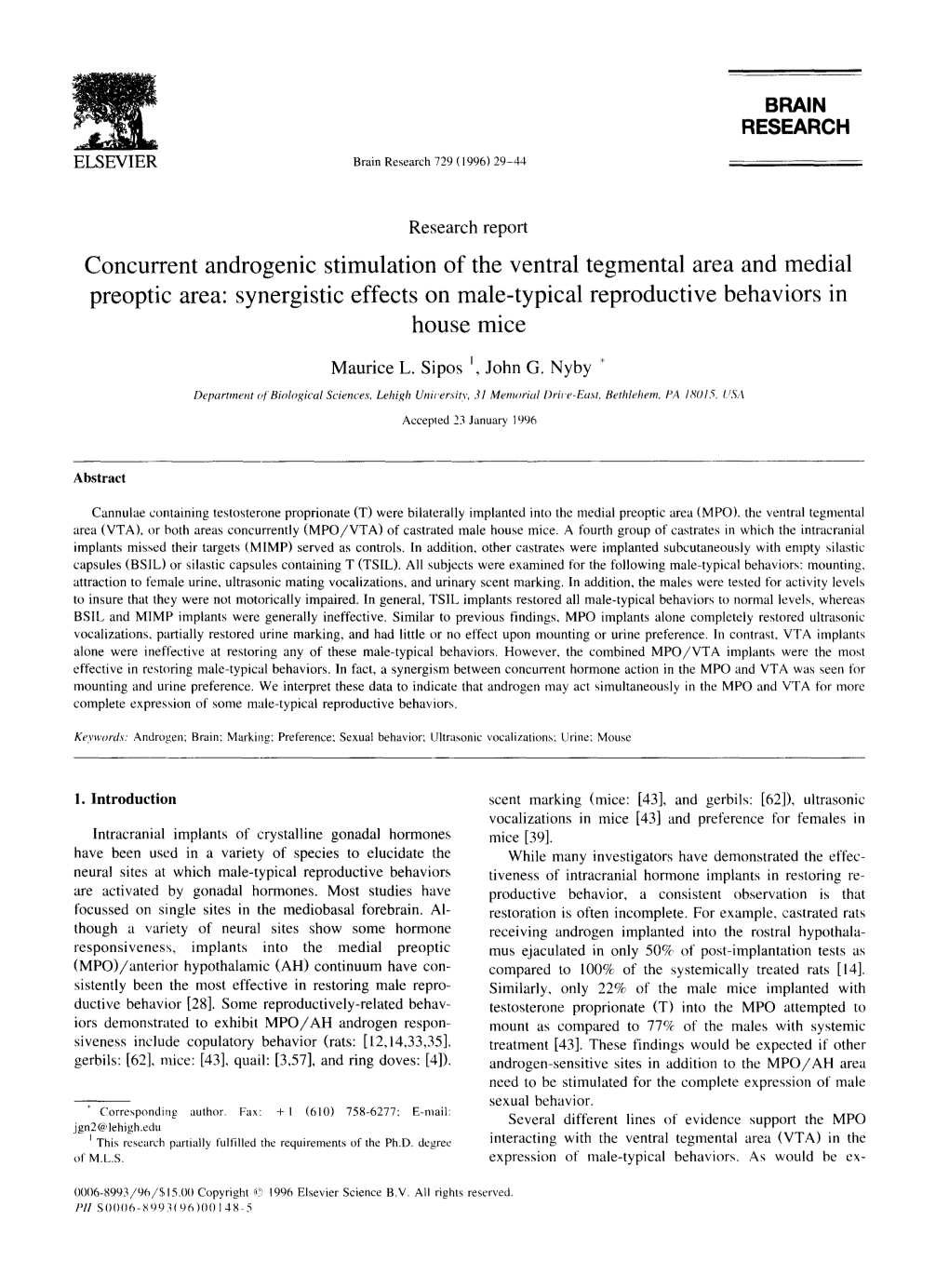 Concurrent Androgenic Stimulation of the Ventral Tegmental Area and Medial Preoptic Area: Synergistic Effects on Male-Typical Reproductive Behaviors in House Mice