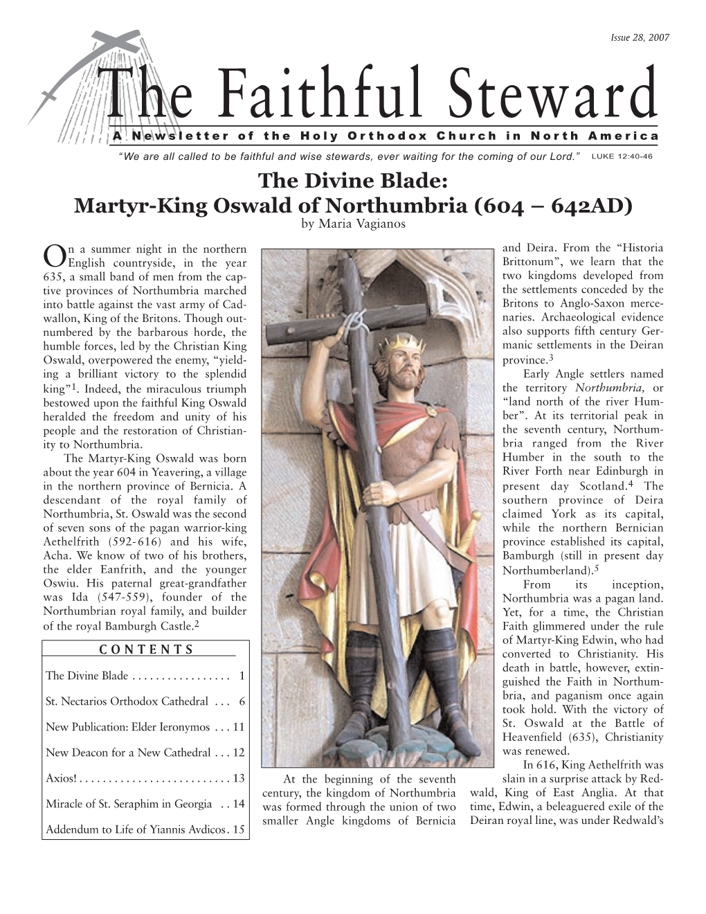 The Faithful Steward a Newsletter of the Holy Orthodox Church in North America