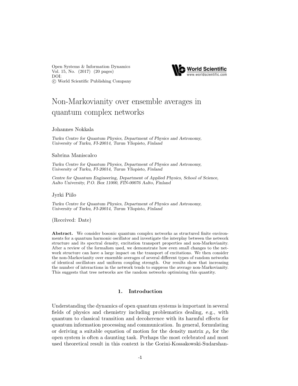 Non-Markovianity Over Ensemble Averages in Quantum Complex Networks