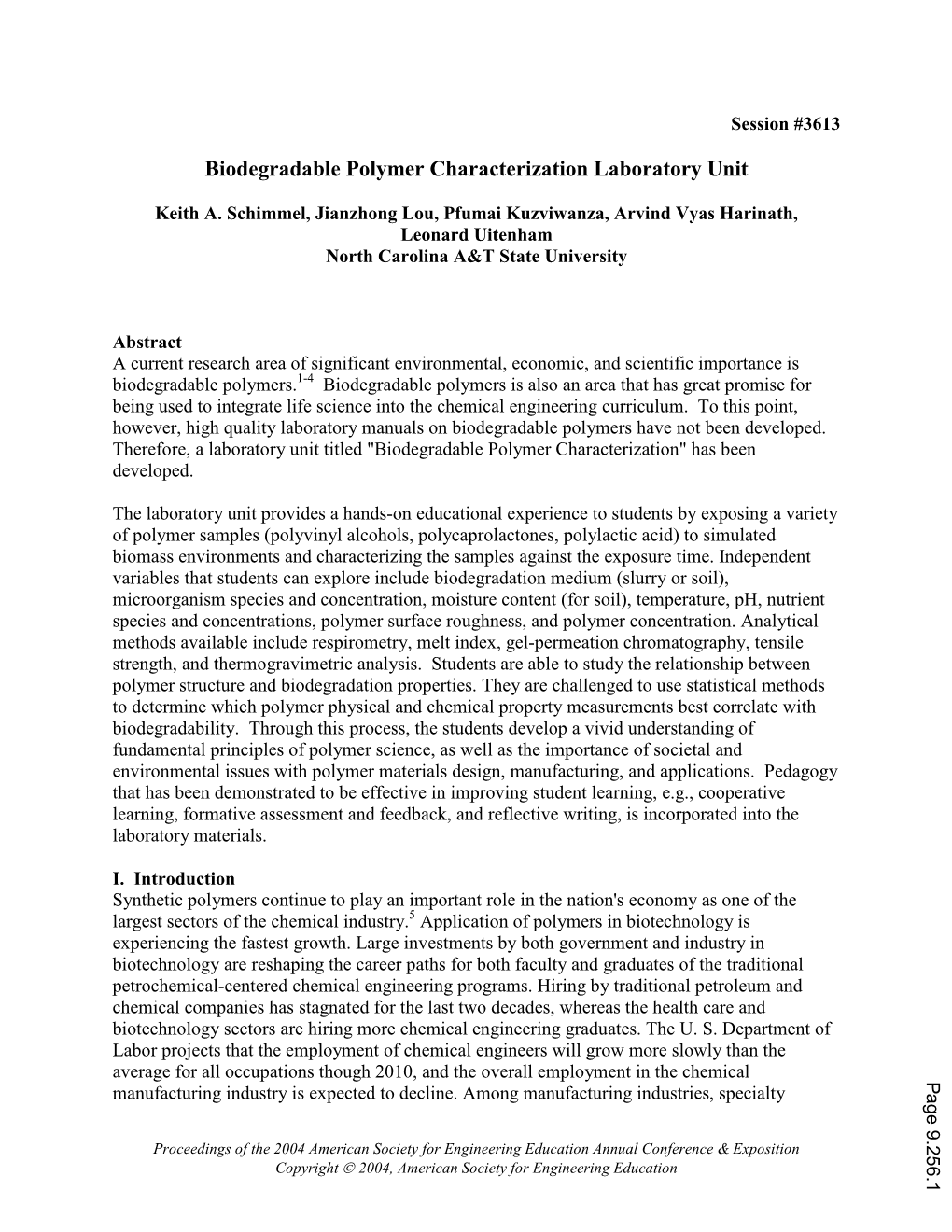 Biodegradable Polymer Characterization Laboratory Unit