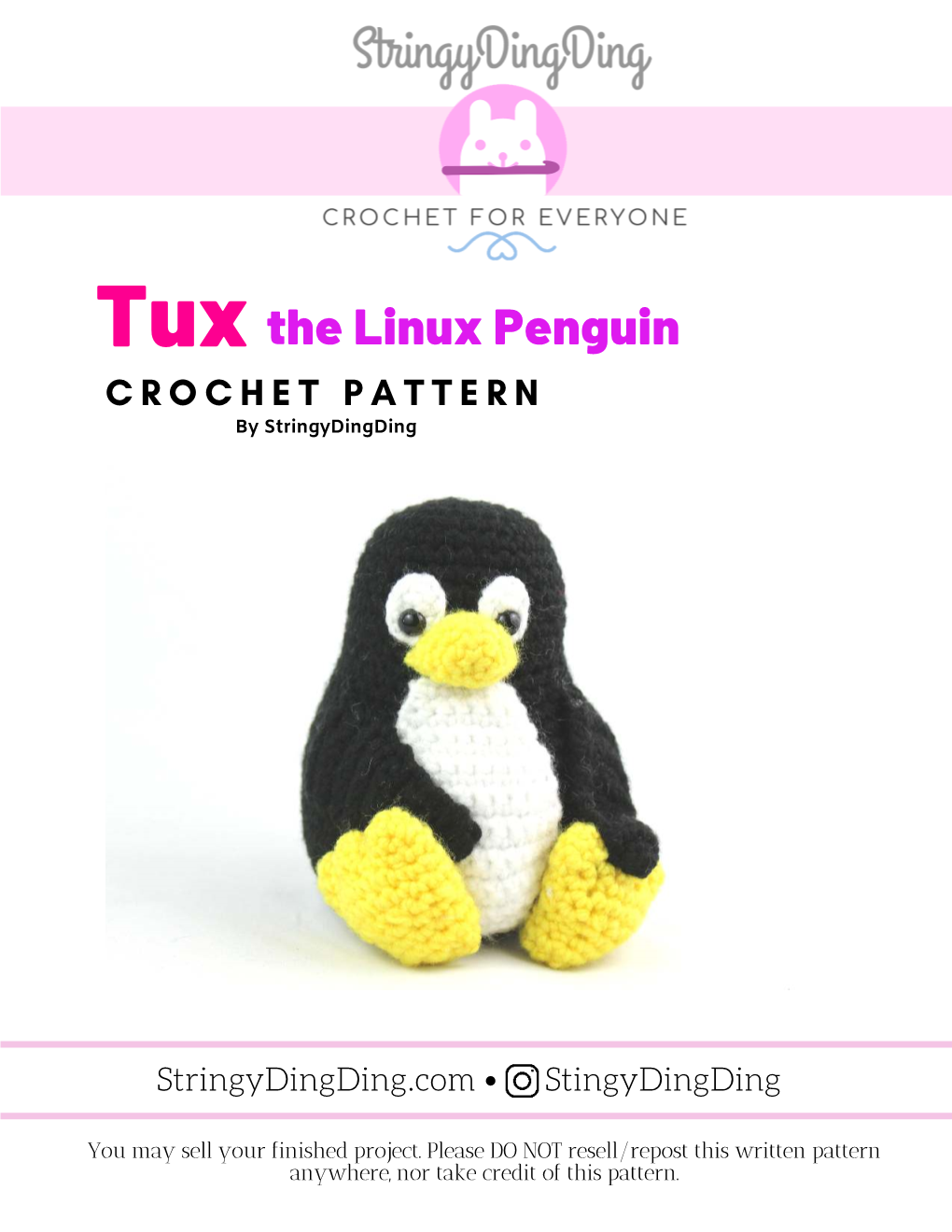 The Linux Penguin CROCHET PATTERN by Stringydingding