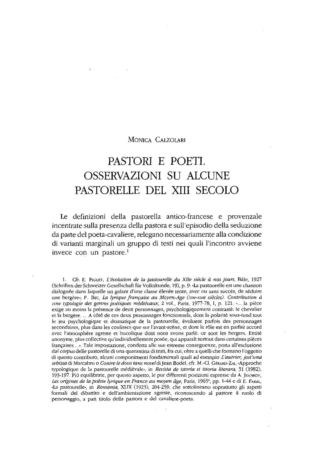 Pastori E Poeti. Osservazioni Su Alcune Pastorelle Del Xii Secolo