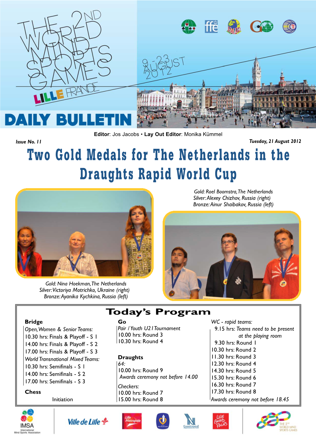 Two Gold Medals for the Netherlands in the Draughts Rapid World Cup