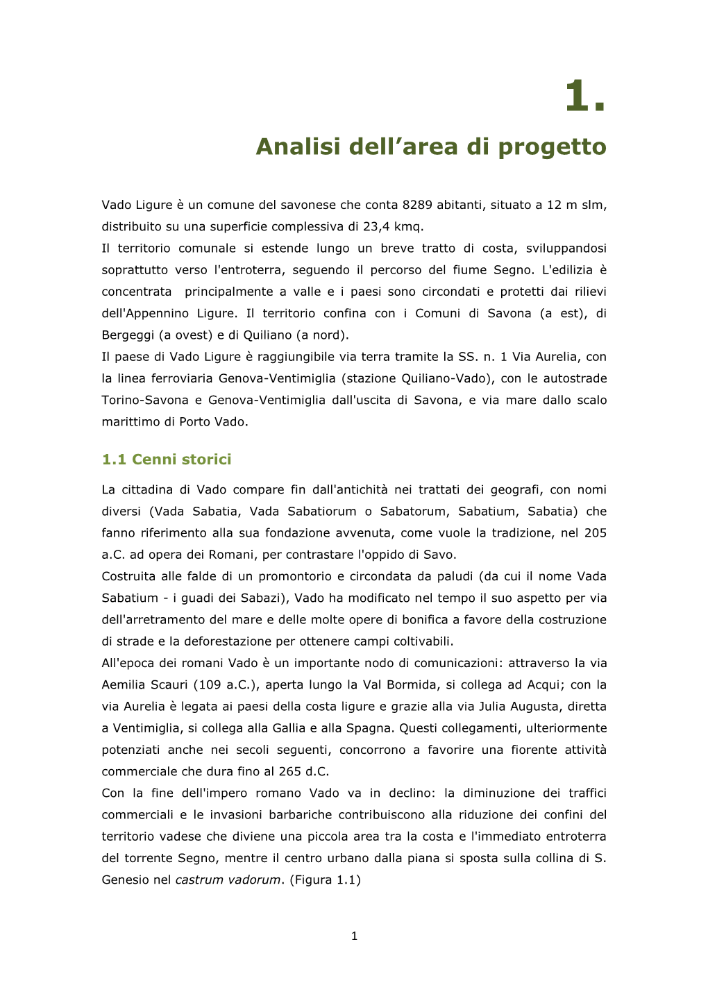 Analisi Dell'area Di Progetto