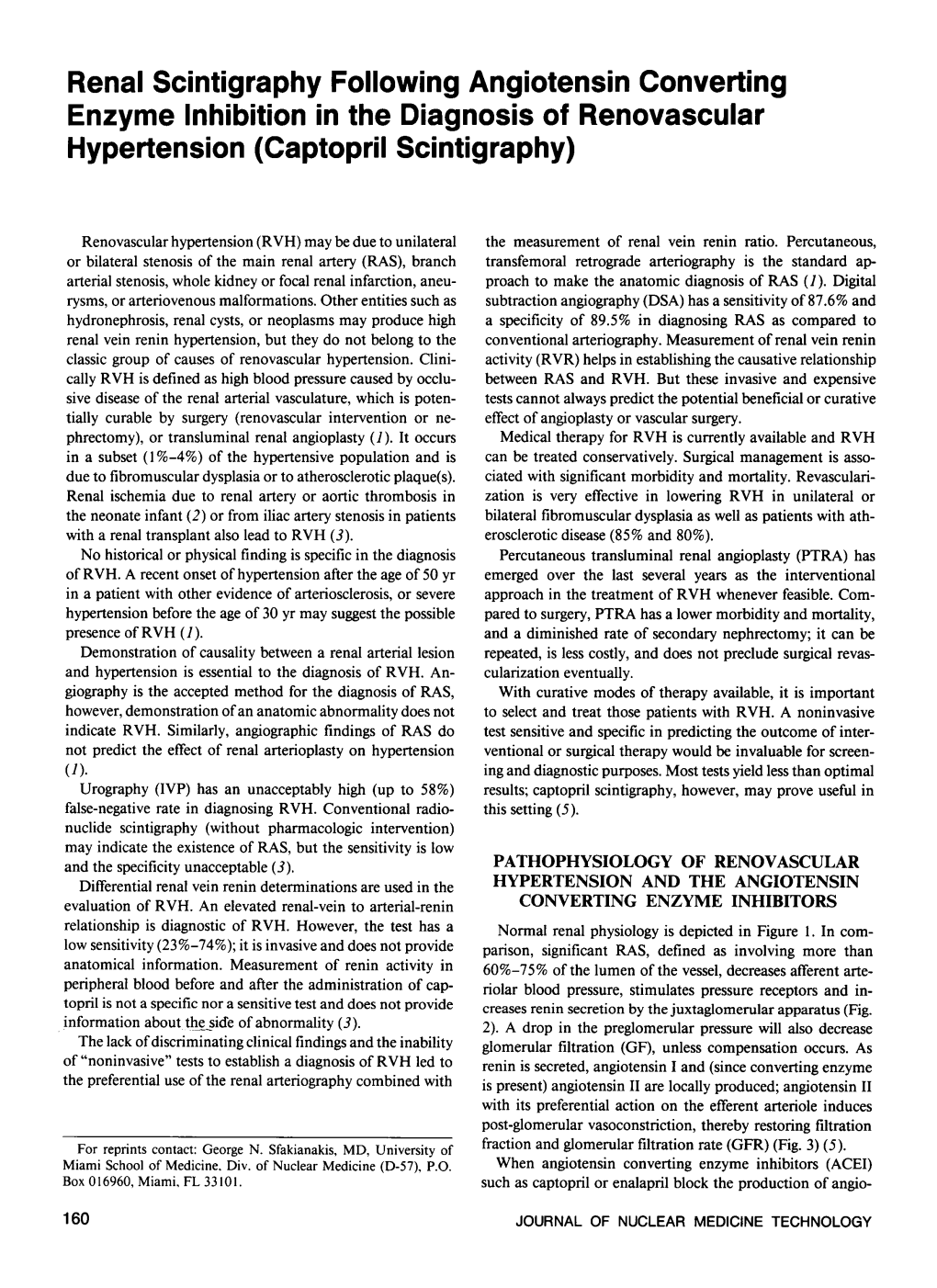 Renal Scintigraphy Following Angiotensin Converting Enzyme Inhibition in the Diagnosis of Renovascular Hypertension (Captopril Scintigraphy)