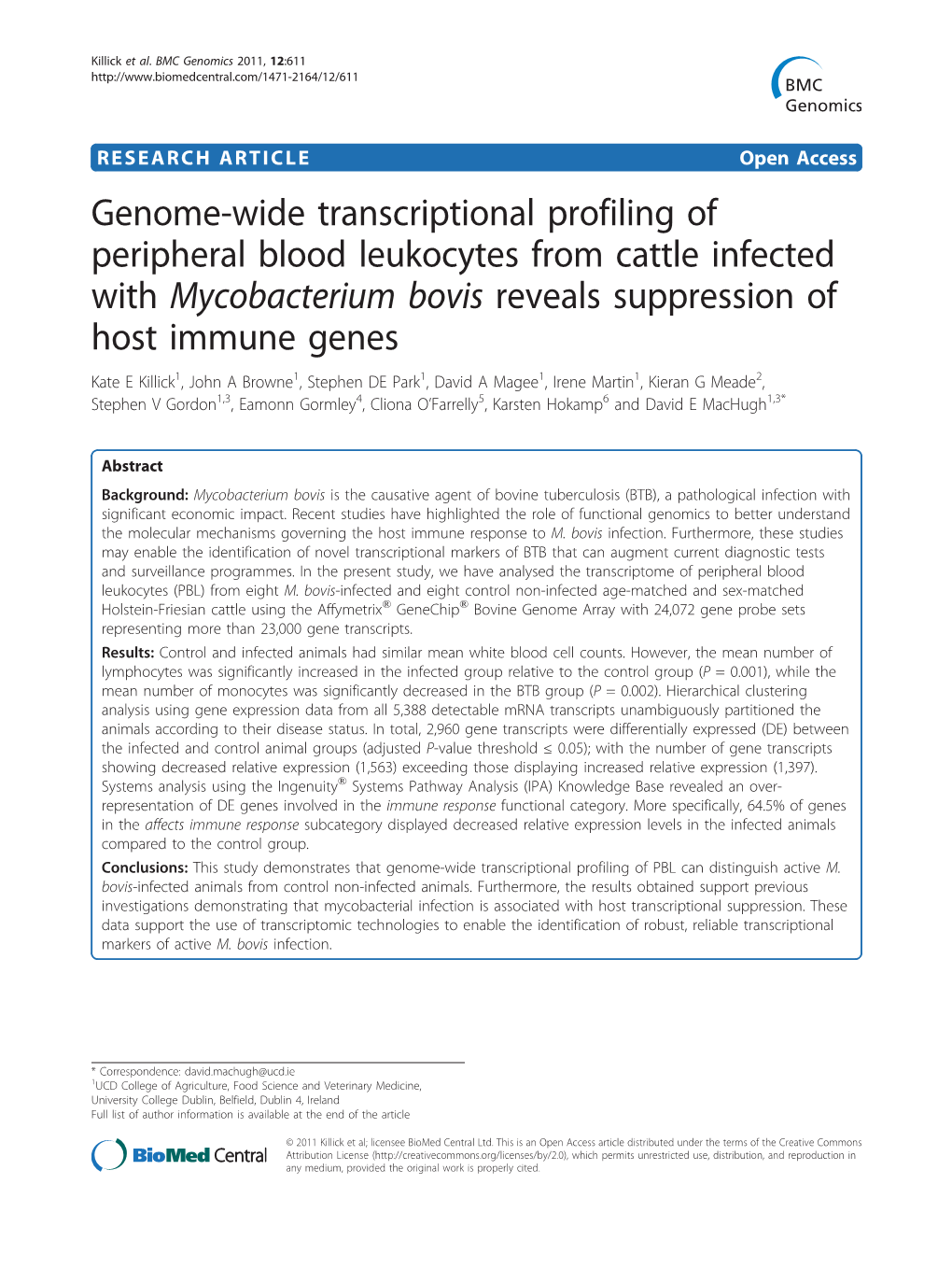 Genome-Wide Transcriptional Profiling of Peripheral Blood Leukocytes From