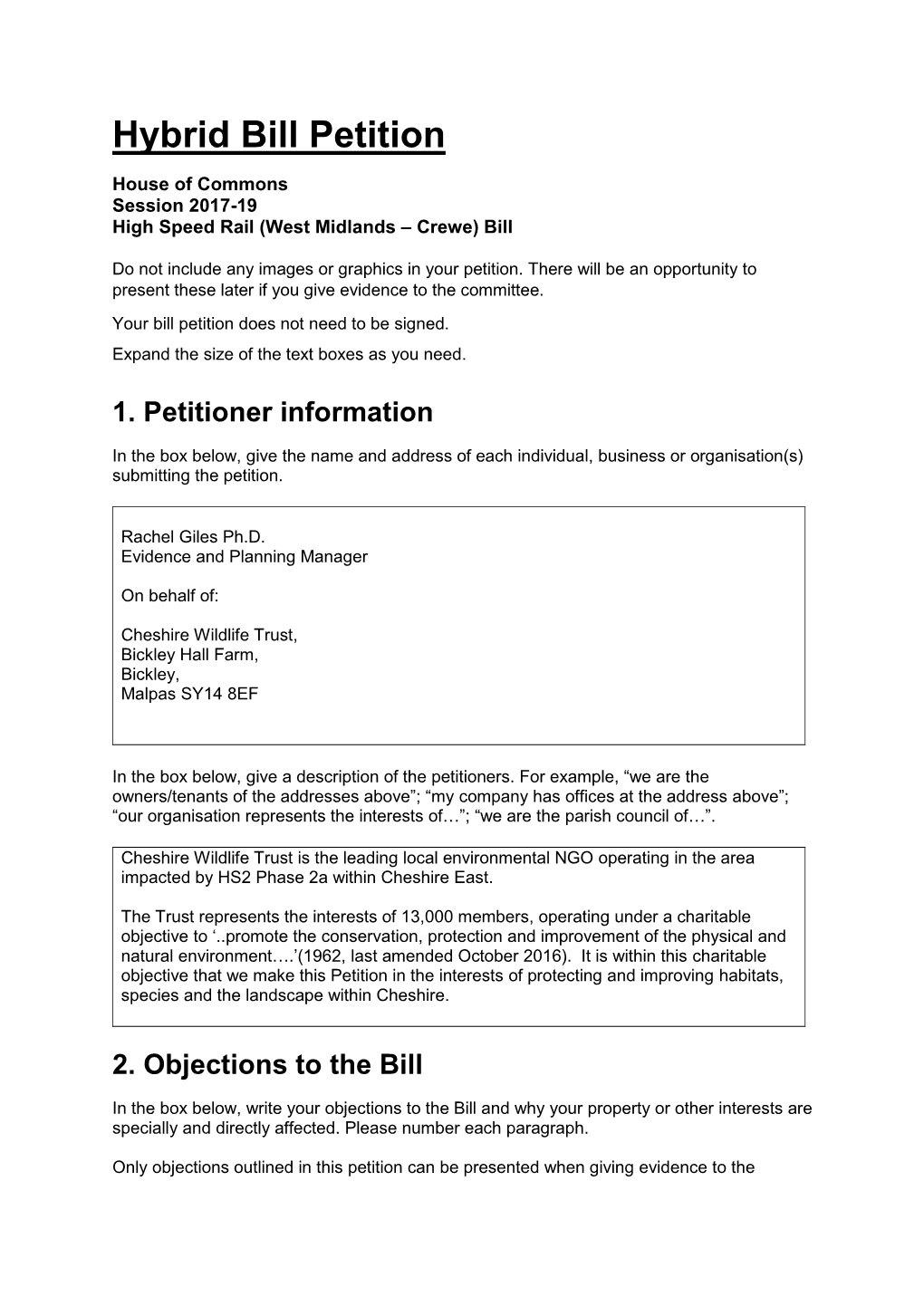 Hybrid Bill Petition