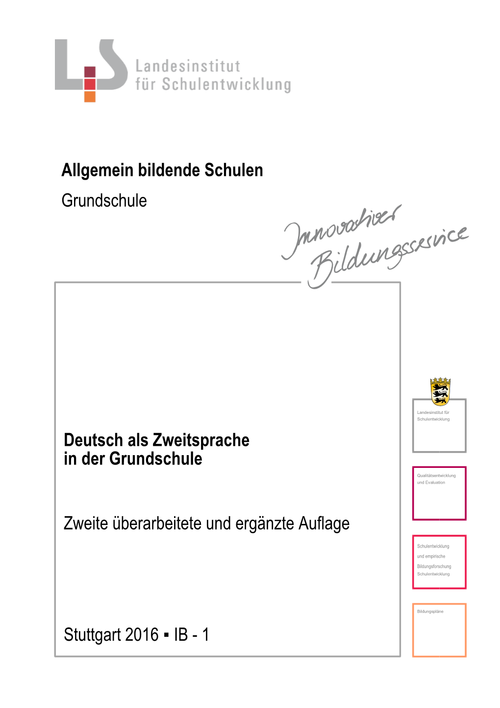 Deutsch Als Zweitsprache in Der Grundschule Qualitätsentwicklung Und Evaluation