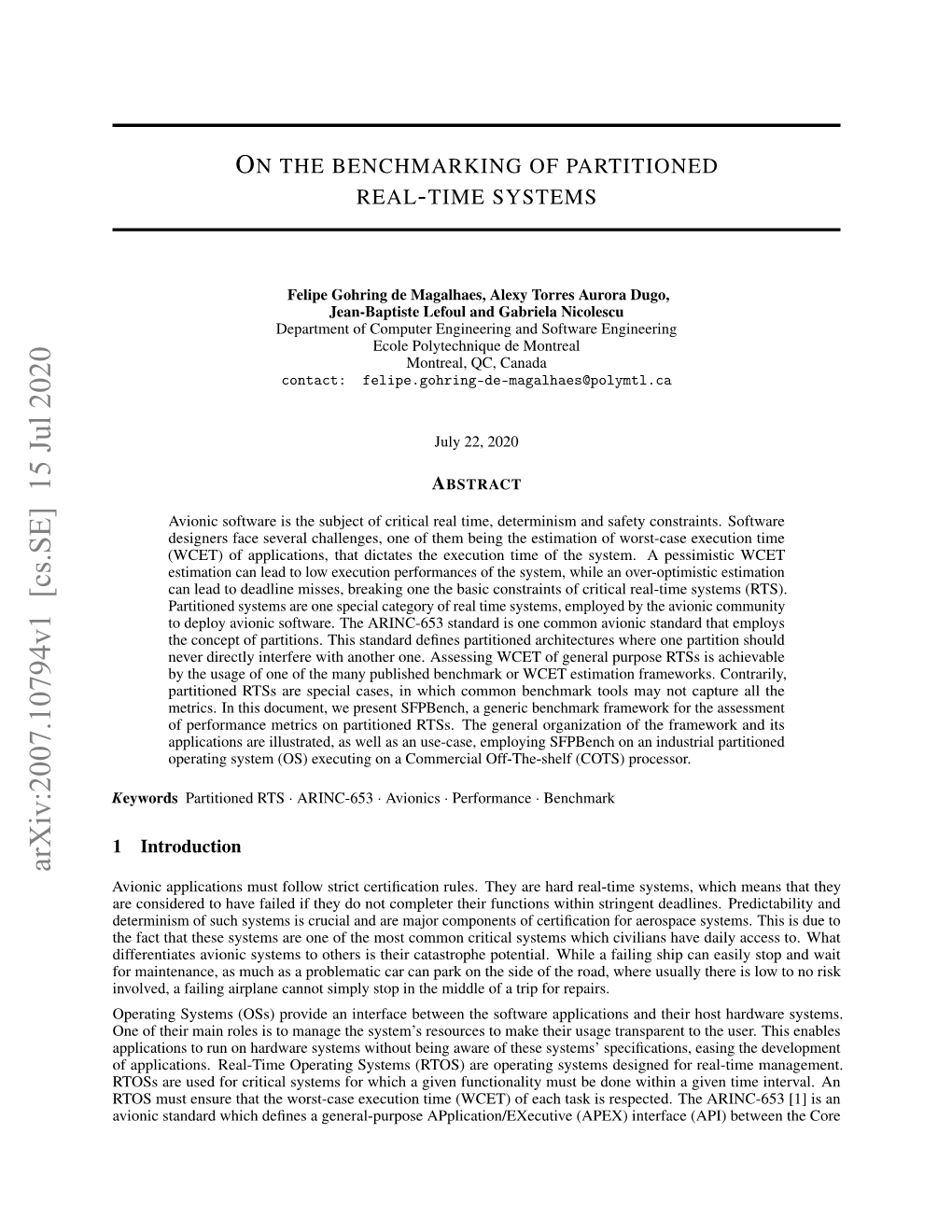 Arxiv:2007.10794V1 [Cs.SE] 15 Jul 2020 Avionic Applications Must Follow Strict Certiﬁcation Rules