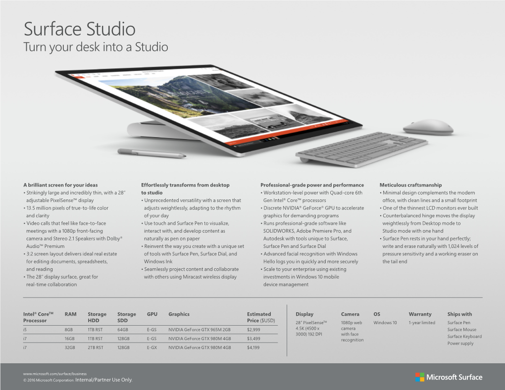 Surface Studio Turn Your Desk Into a Studio