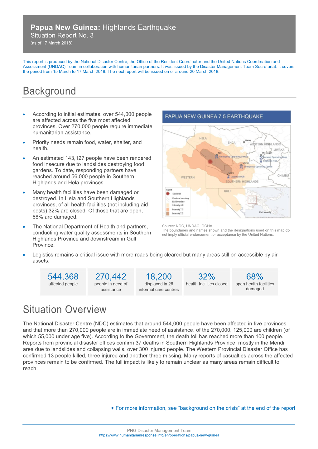 Background Situation Overview