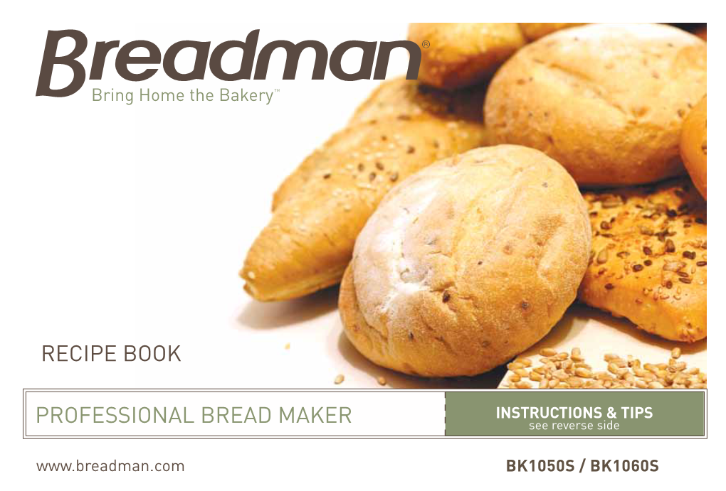BK2000BQ Recipe Book Professional Bread Maker