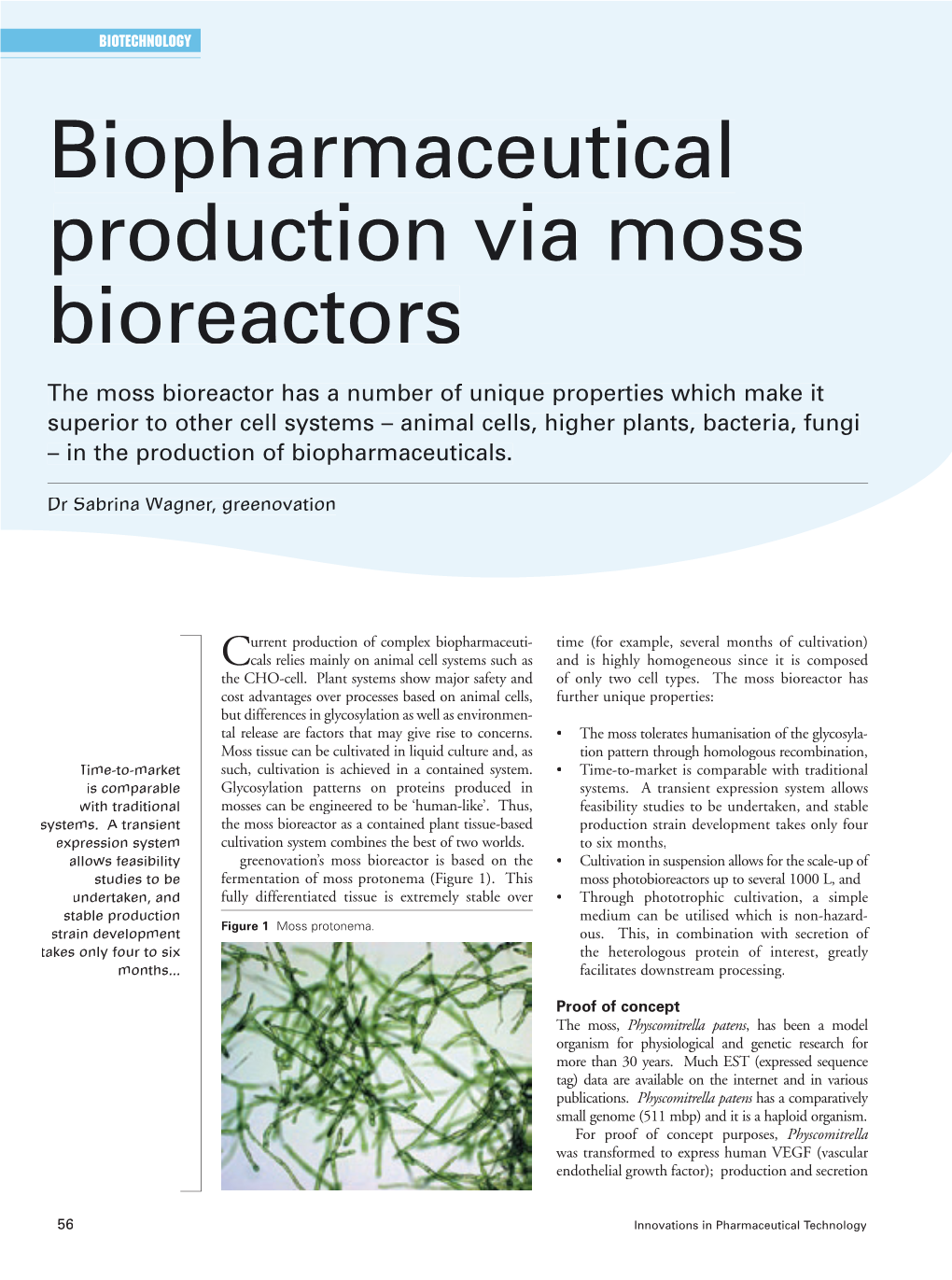 Biopharmaceutical Production Via Moss Bioreactors