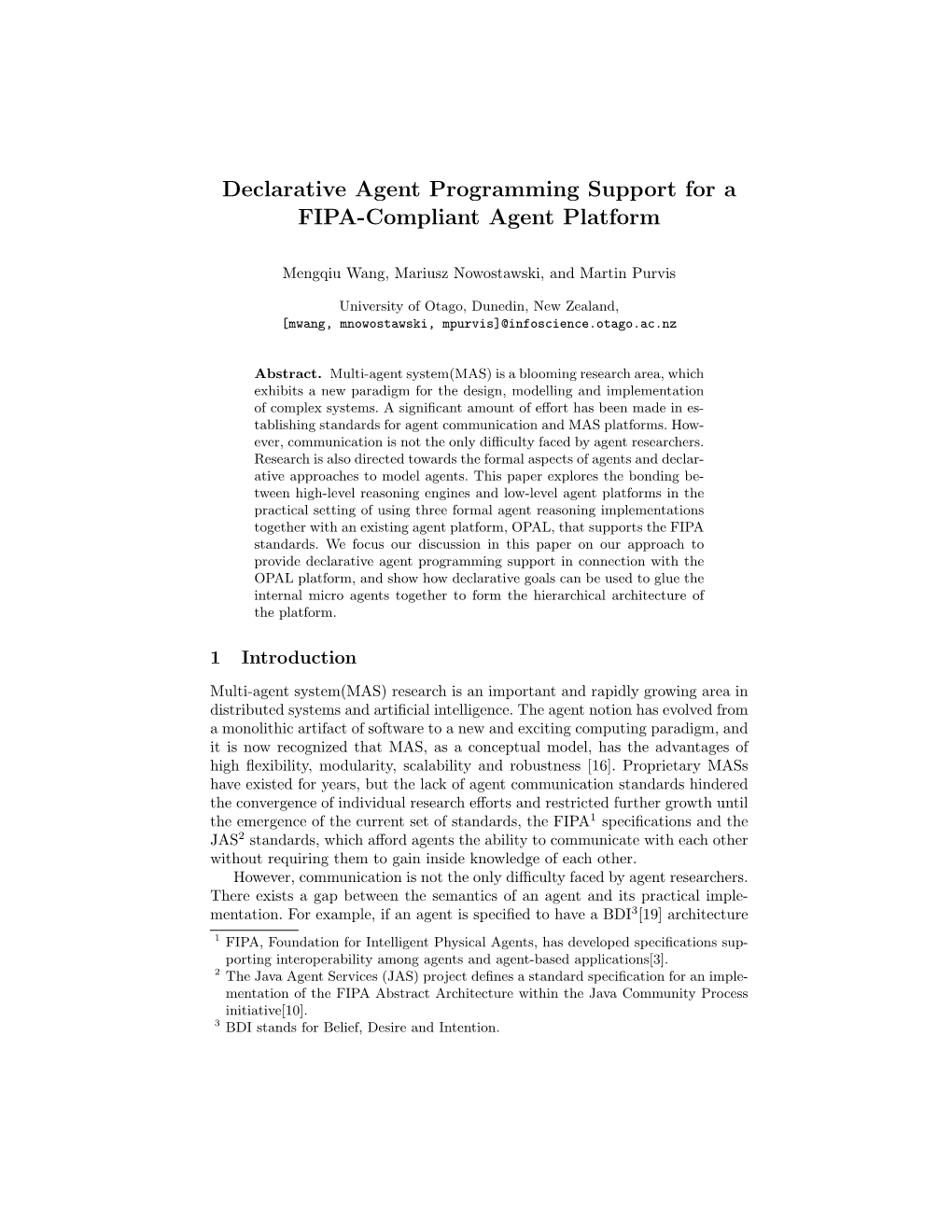 Declarative Agent Programming Support for a FIPA-Compliant Agent Platform