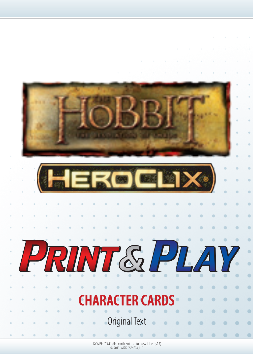 CHARACTER CARDS Original Text PRINTING INSTRUCTIONS