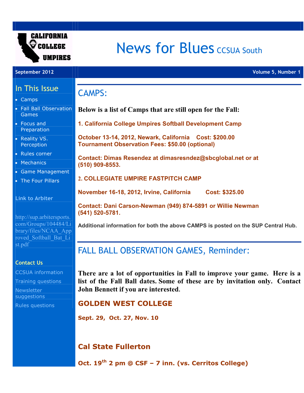 News for Bluesccsua South