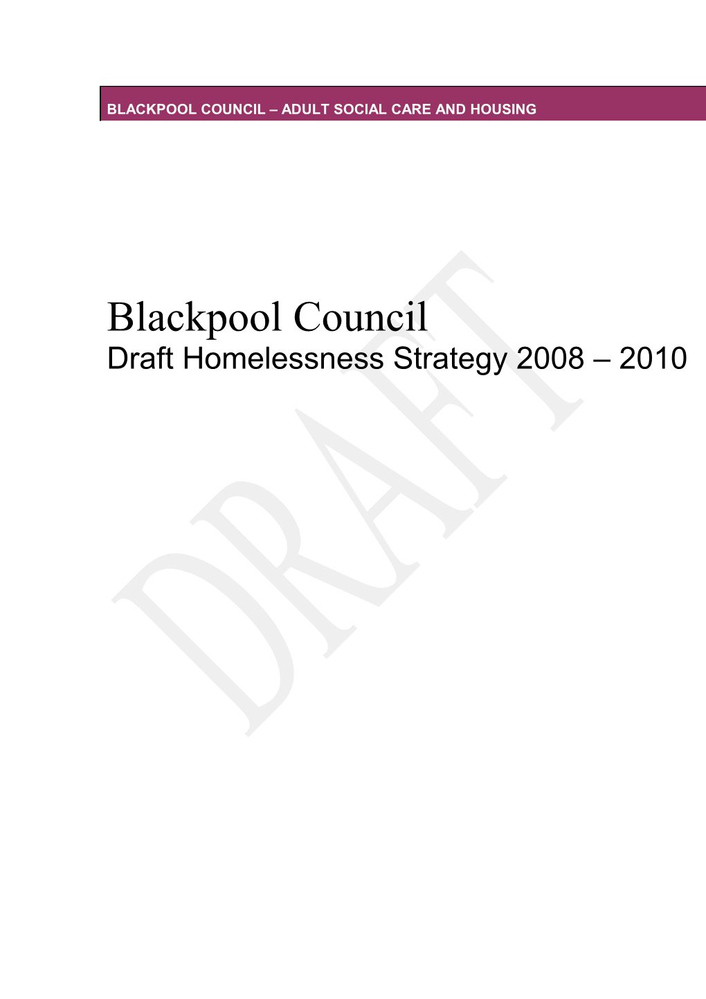 Appendix a BLACKPOOL COUNCIL - HOUSING and SOCIAL SERVICES