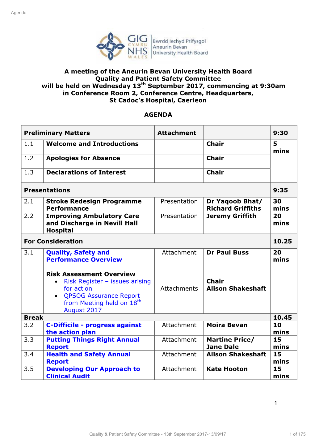 Quality Patient Safety Committee