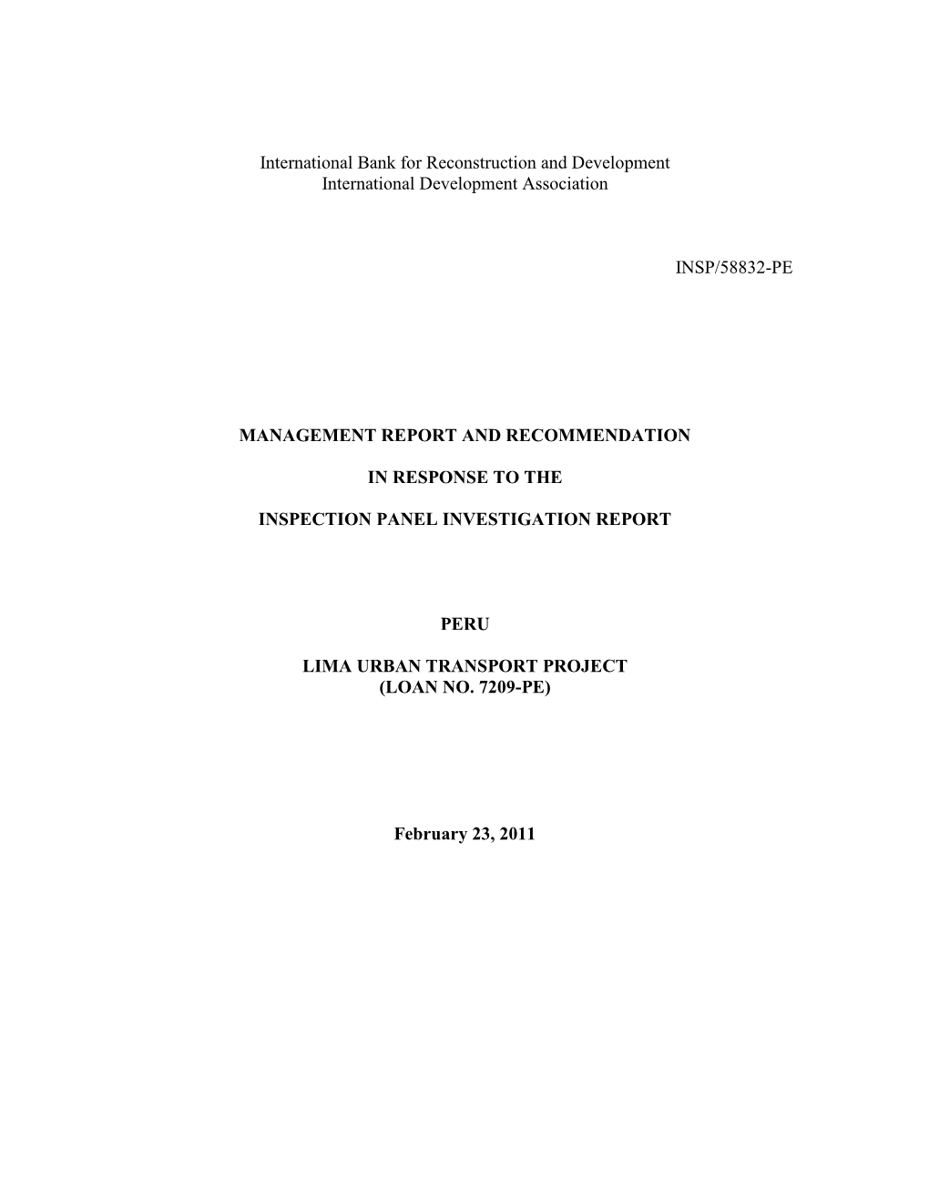 61-Management Report and Recommendation