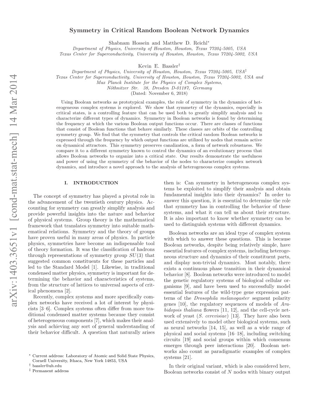 Symmetry in Critical Random Boolean Network Dynamics