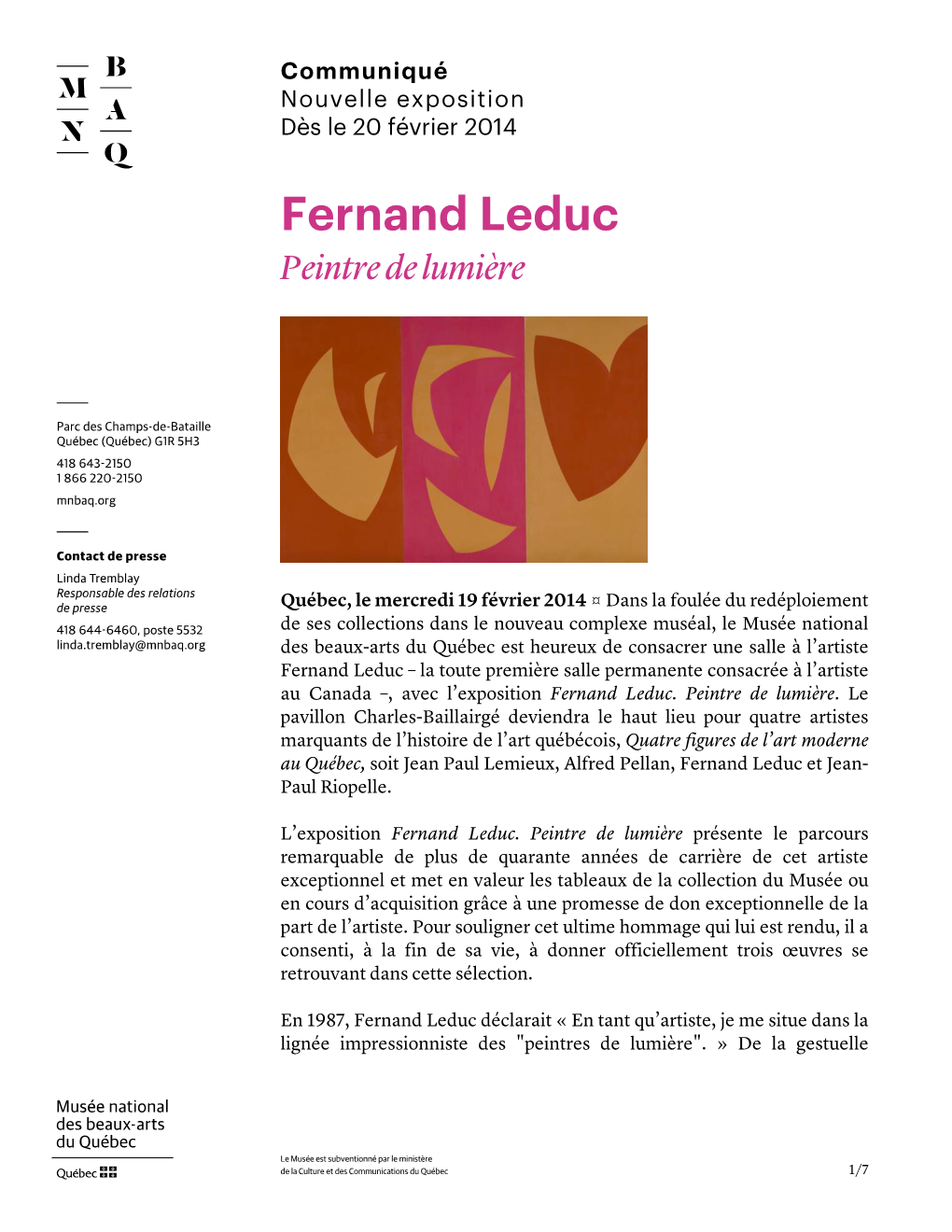 Fernand Leduc. Peintre De Lumière