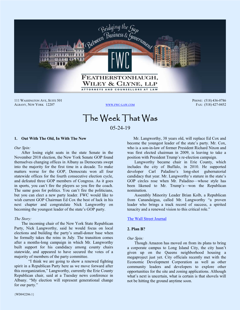 The Week That Was 05/24/19 (WD042734.DOC;1)