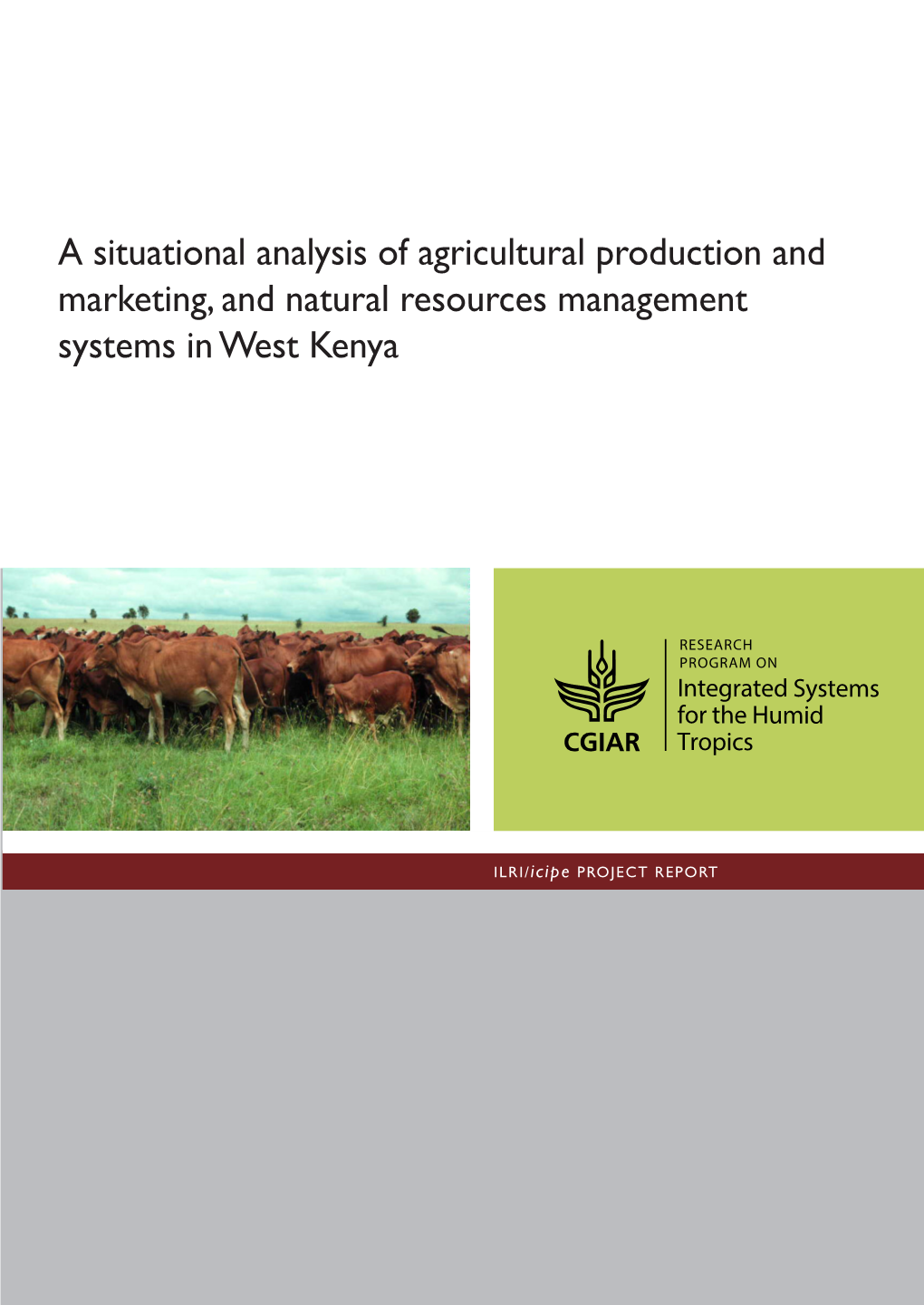 A Situational Analysis of Agricultural Production and Marketing, and Natural Resources Management Systems in West Kenya