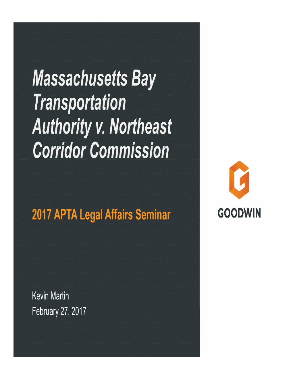 Massachusetts Bay Transportation Authority V. Northeast Corridor Commission