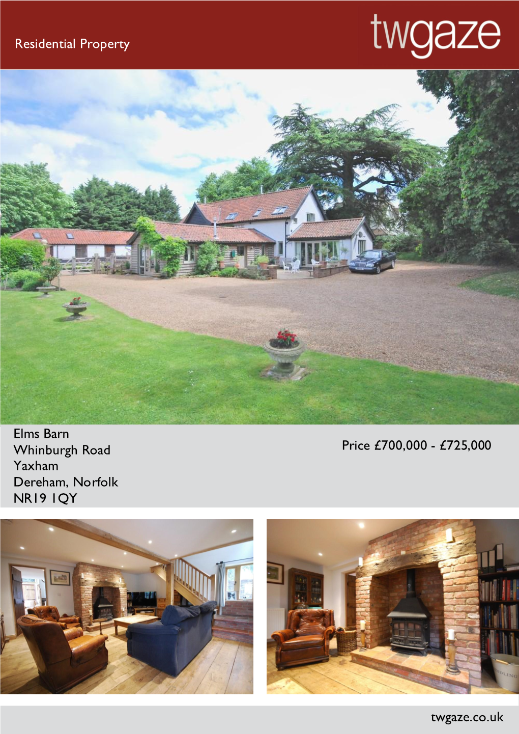 Residential Property Elms Barn Whinburgh Road Yaxham Dereham