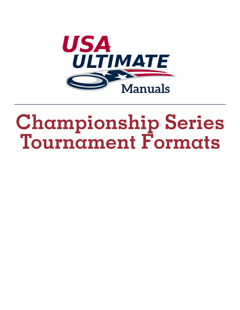 Tournament Format Manual