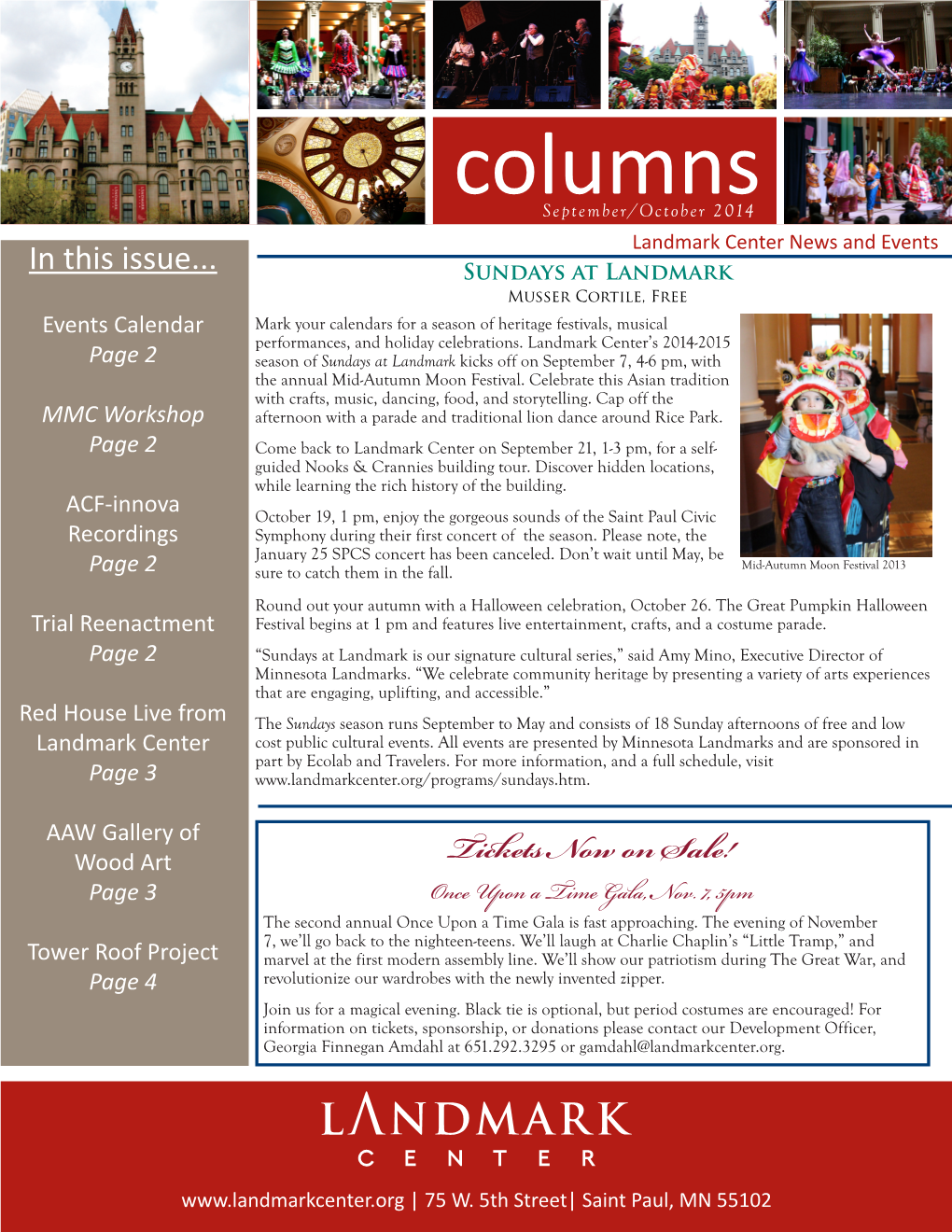 Columns Columns September/October 2014 Landmark Center News and Events in This Issue