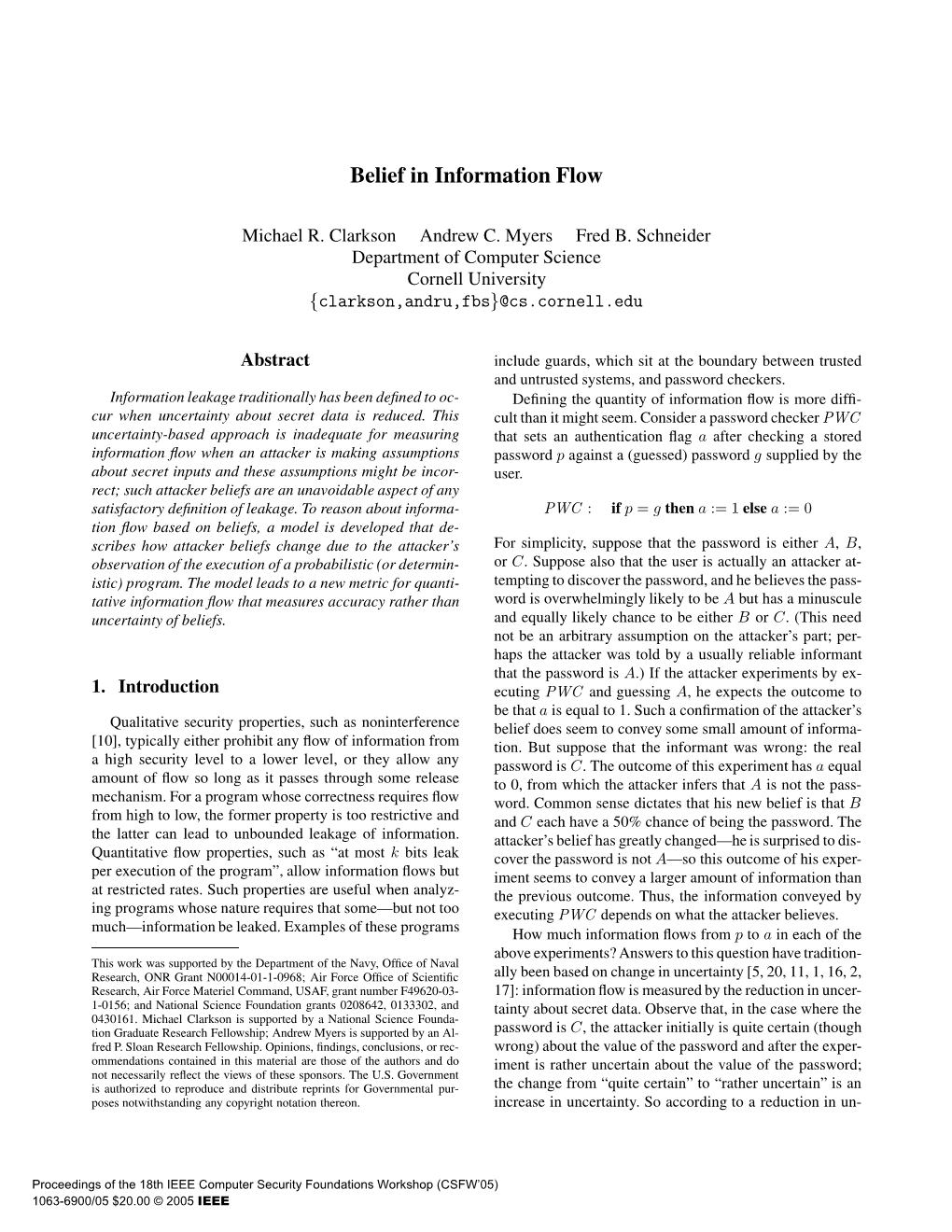 Belief in Information Flow